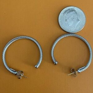 David Yurman Sterling Silver Twisted Cable Hoop Earrings